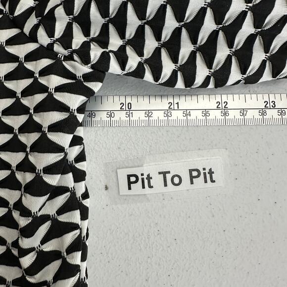 Chicos Travelers Women Jacket Size 1 US M Textured Zip Front Graphic Black White - Picture 6 of 8